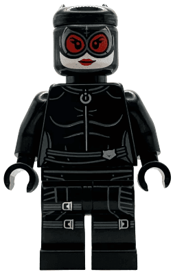 Catwoman - Black Suit and Mask, Red Lenses, Leg Straps