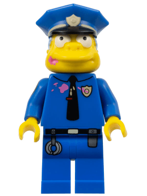 LEGO Chief Wiggum with Dark Pink Frosting Splotches on Face and Shirt (sim023) The Simpsons Minifigure