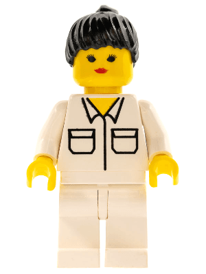 LEGO Shirt with 2 Pockets Black Ponytail Hair (soc001) Town / City Minifigure