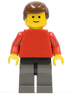 LEGO Plain Red Torso with Red Arms Brown Male Hair (soc005) Sports Minifigure