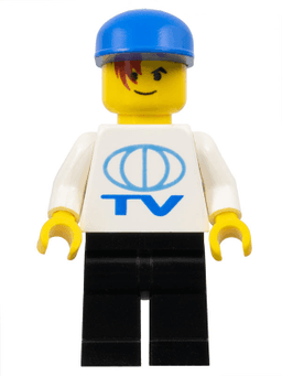 TV Logo Large Pattern, Black Legs, Blue Cap