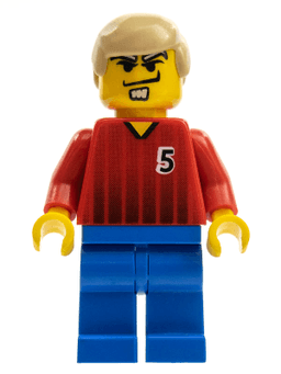 Soccer Player - Red and Blue Team with Number 5