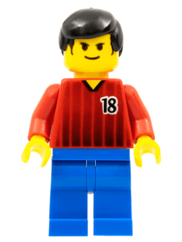 Soccer Player - Red and Blue Team with Number 18