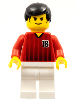 Soccer Player - Red and White Team with Number 18