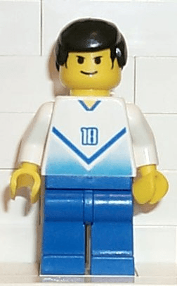 LEGO Soccer Player White & Blue Team with shirt #18 (soc094) Sports Minifigure