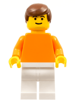 LEGO Plain Orange Torso with Orange Arms Brown Male Hair (Dutch National Player) (soc095) minifigure
