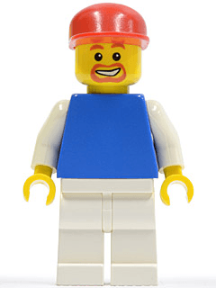 LEGO Plain Blue Torso with White Arms Red Cap (Soccer Fan) (soc114) Sports Minifigure
