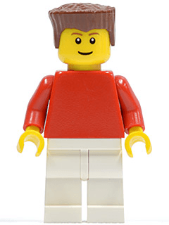 LEGO Plain Red Torso with Red Arms Reddish Brown Flat Top Hair (Soccer Player) (soc118) Sports Minifigure