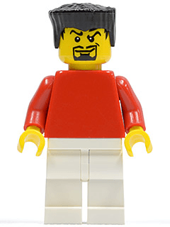 LEGO Plain Red Torso with Red Arms Black Flat Top Hair (Soccer Player) (soc119) Sports Minifigure