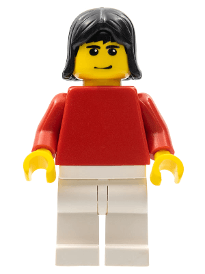 LEGO Plain Red Torso with Red Arms Black Female Hair (Soccer Player) (soc121) Sports Minifigure