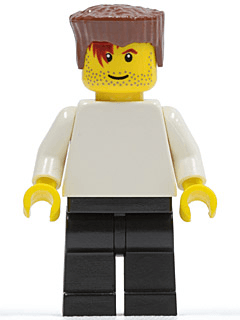 LEGO Plain White Torso with White Arms Reddish Brown Flat Top Hair (Soccer Player) (soc125) Sports Minifigure