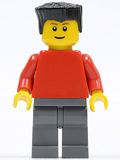 LEGO Plain Red Torso with Red Arms Black Flat Top Hair (Soccer Player) (soc131) Sports Minifigure