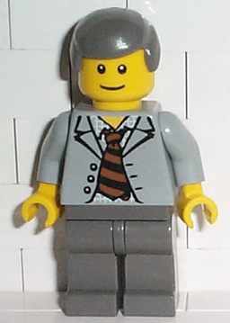 LEGO Scientist With Open Jacket Black and Brown Stripe Tie and Plaid Shirt (spd010) minifigure