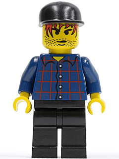 LEGO Plaid Button Shirt Black Cap Red Hair Black Stubble (Taxi Driver) (spd014) minifigure