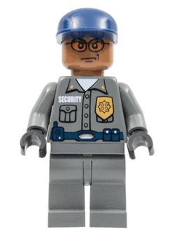 LEGO Security Guard Dark Bluish Gray Shirt w/Badge and Radio (spd029) minifigure
