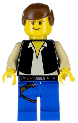 Han Solo - Yellow Head, Black Vest over Tan Shirt, Blue Legs with Belts