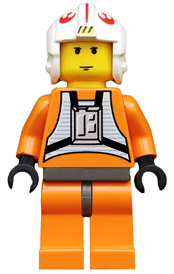 Luke Skywalker - Pilot Suit, Simple Torso and Helmet, Dark Gray Hips, Yellow Head