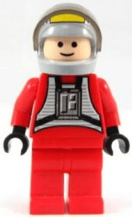 Rebel Pilot B-wing - Light Nougat Head, Light Bluish Gray Helmet, Trans-Brown Visor, Red Flight Suit