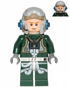 Rebel Pilot A-wing (Open Helmet, Dark Green Jumpsuit, Frown / Scared) (Arvel Crynyd)