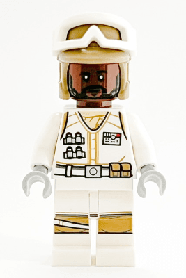 Hoth Rebel Trooper White Uniform, Dark Tan Helmet, Reddish Brown Head