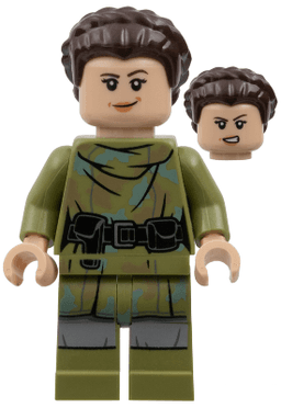 Princess Leia - Endor Outfit, Olive Green Camouflage, Braided Hair