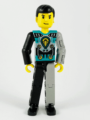LEGO Technic Figure Black/Light Gray Legs Dark Turquoise Torso with Yellow Black Silver Pattern Lig (tech001) LEGO Minifigure