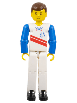 LEGO Technic Figure White Legs White Top with Red Stripes Pattern (tech003) minifigure