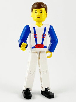 LEGO Technic Figure White Legs White Top with Blue Suspenders Pattern (tech006) minifigure