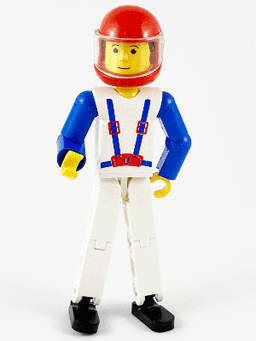 LEGO Technic Figure White Legs White Top with Blue Suspenders Pattern (tech006a) minifigure