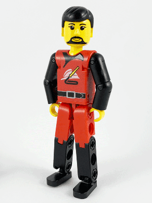 LEGO Technic Figure Red/Black Legs Red Top Black Hair (Fireman) (tech008) LEGO Minifigure