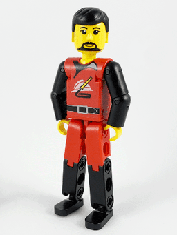 LEGO Technic Figure Red/Black Legs Red Top Black Hair (Fireman) (tech008) minifigure