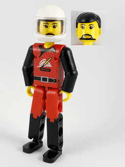 LEGO Technic Figure Red/Black Legs Red Top Black Hair (Fireman) (tech008a) minifigure