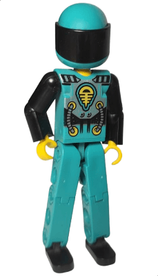 LEGO Technic Figure Dark Turquoise Legs Dark Turquoise Torso with Yellow Black Silver Pattern Dark Turquoise Helmet (tech013a) minifigure