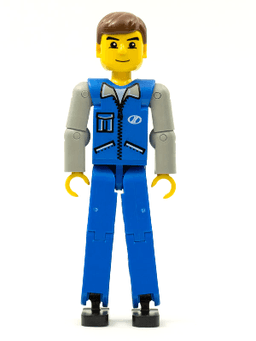 LEGO Technic Figure Blue Legs Blue Top with Zipper and Pockets (tech015) minifigure