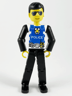 LEGO Technic Figure Black Legs White Top with Police Logo (tech019) LEGO Minifigure