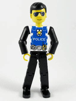 LEGO Technic Figure Black Legs White Top with Police Logo (tech019) minifigure