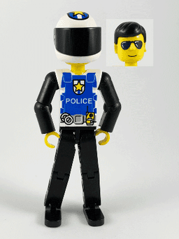LEGO Technic Figure Black Legs White Top with Police Logo (tech019a) minifigure