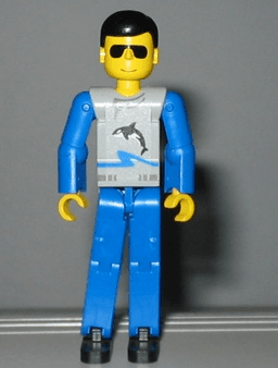 LEGO Technic Figure Blue Legs Light Gray Top with Orca Pattern (tech021) minifigure