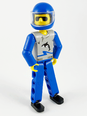 LEGO Technic Figure Blue Legs Light Gray Top with Orca Pattern (tech021a) LEGO Minifigure