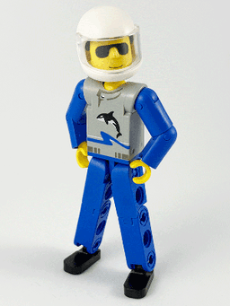 LEGO Technic Figure Blue Legs Light Gray Top with Orca Pattern (tech021b) minifigure