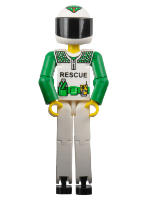 LEGO Technic Figure White Legs White Top with Black 'RESCUE' and Green Belt Pattern (tech022b) LEGO Minifigure