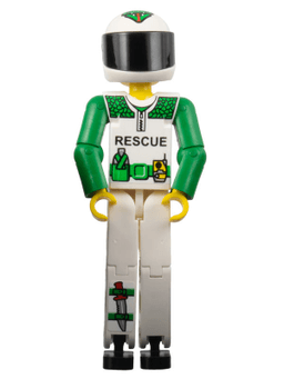 LEGO Technic Figure White Legs White Top with Black 'RESCUE' and Green Belt Pattern (tech022bs) minifigure