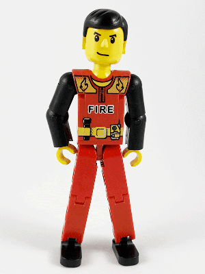 LEGO Technic Figure Red Legs Red Top with Black 'FIRE' (tech023) LEGO Minifigure