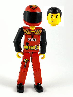 LEGO Technic Figure Red Legs Red Top with Black 'FIRE' (tech023as) LEGO Minifigure