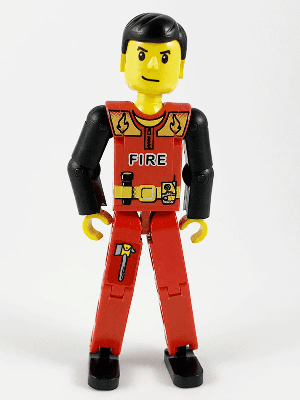 LEGO Technic Figure Red Legs Red Top with Black 'FIRE' (tech023s) LEGO Minifigure