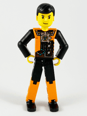 LEGO Technic Figure Orange/Black Legs Black Hair (tech027) LEGO Minifigure