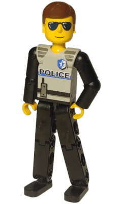 LEGO Technic Figure Black Legs Light Gray Top with Police Pattern (tech029) minifigure