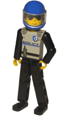 LEGO Technic Figure Black Legs Light Gray Top with Police Pattern (tech029a) minifigure