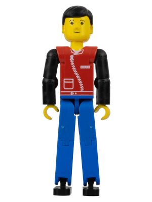 LEGO Technic Figure Blue Legs Red Top with Zipper Black Hair (tech031) LEGO Minifigure