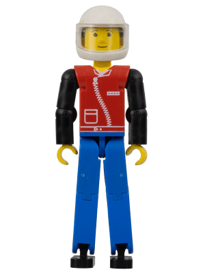 LEGO Technic Figure Blue Legs Red Top with Zipper Black Hair (tech031a) LEGO Minifigure